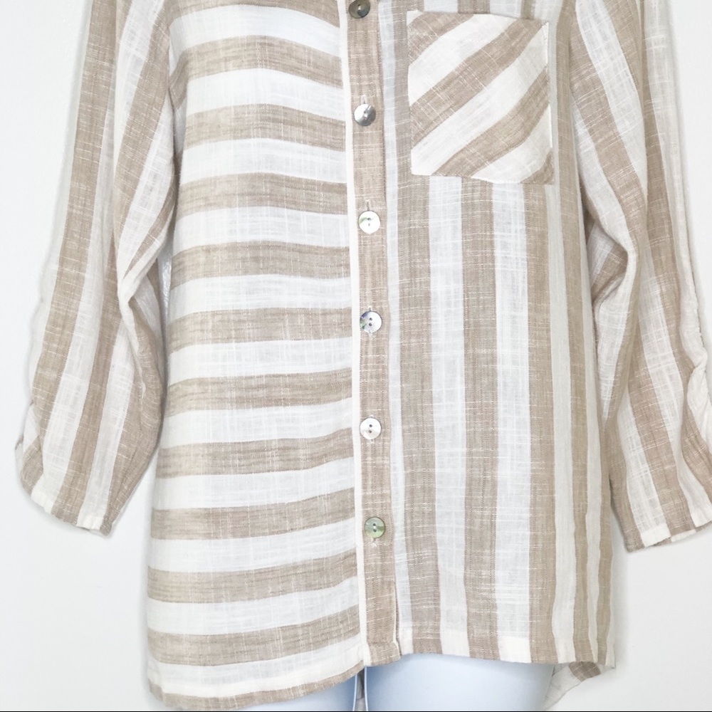 Soft Surroundings Linen Button Up Blouse. - image 3